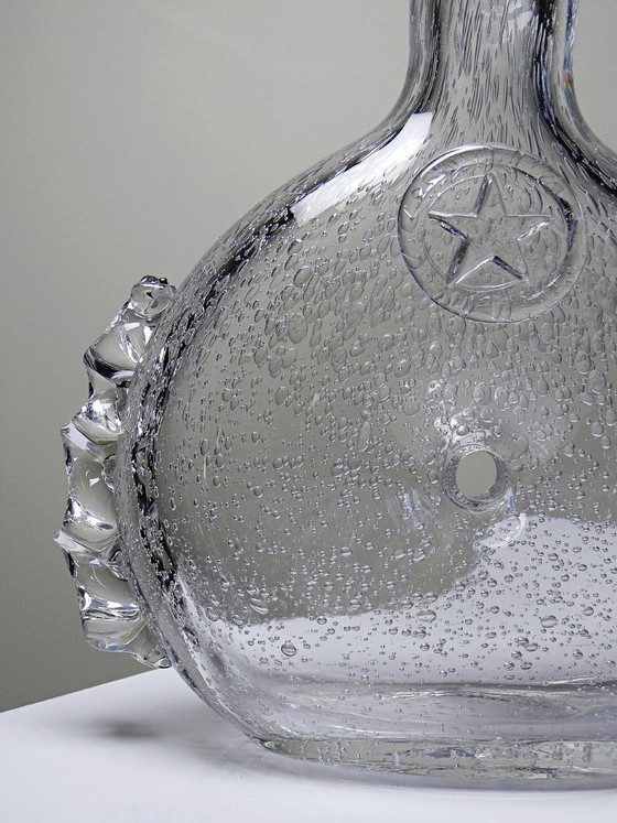 Image 1 of Carafe à cognac Daum France croix de Lorraine en cristal bullé, années 1960-70