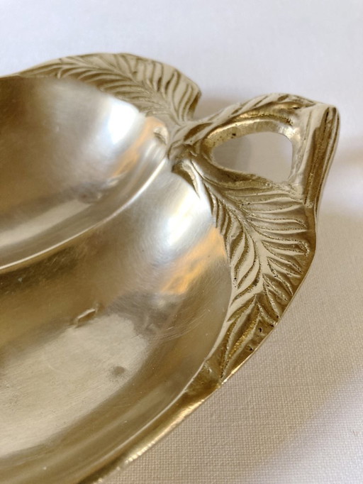 Brass trinket tray, apple-shaped