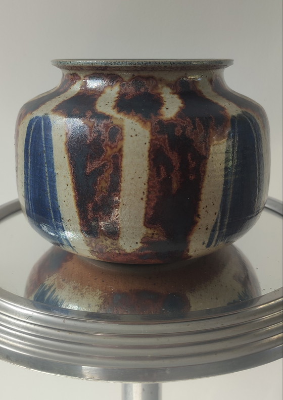 Image 1 of Pyrite stoneware ball vase, signed