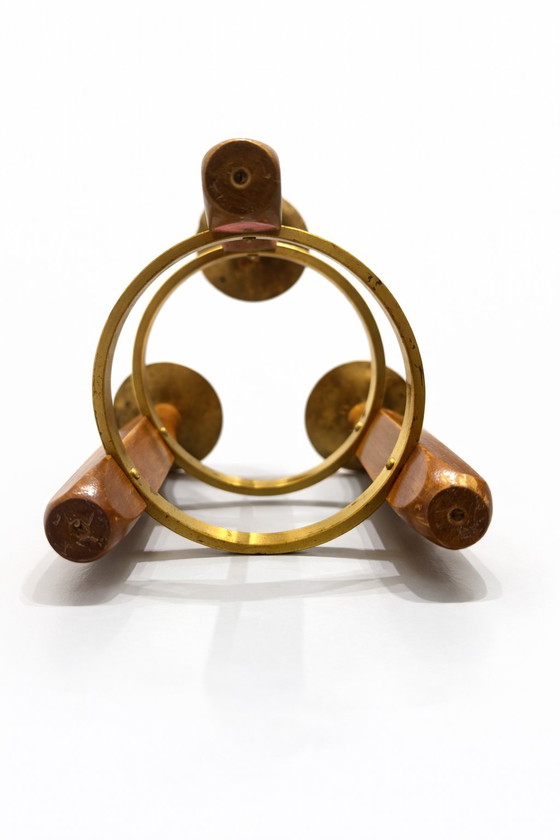 Image 1 of Mid-Century Teak & Brass 3-Light Candelabra – Danish Modern Style – 1960s
