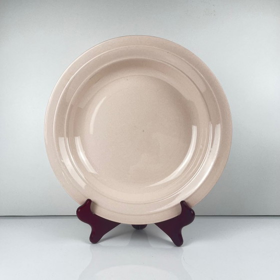 Image 1 of Pale pink round, shallow dish, St Amand, ceranor, 1940