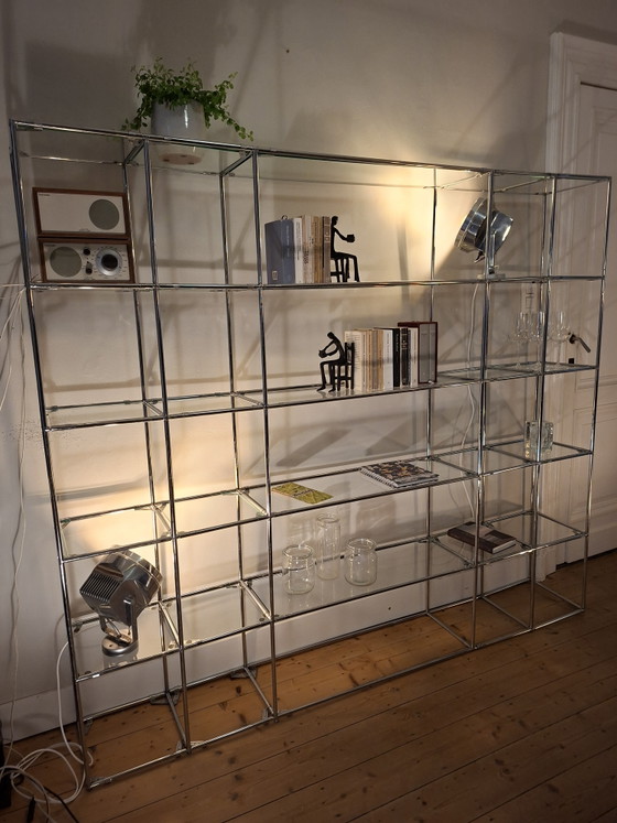 Abstracta Wandkast, Poul Cadovius, Vintage Jaren Zeventig – Chrome, Glass (photo 4 of 12)