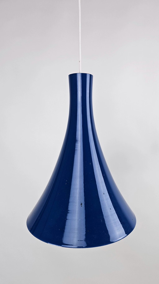 Zeldzame Blauw Glazen Hanglamp Tokio Van Wilhelm Braun-Feldweg Voor Peill & Putzler 1960