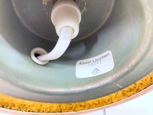 70s ceramic ball table lamp by Kaiser in ochre