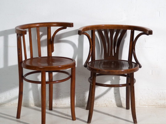 Pair of antique bentwood chairs in the Thonet style – Central Europe, circa 1905 – Dining chairs (photo 2 of 40)