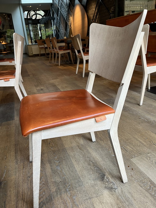 Design stoel hout / leder