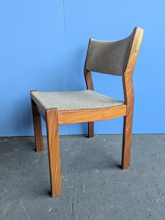 Image 1 of 2x Esszimmerstühle aus beigefarbenem/braunem Teakholz im Mid-Century-Stil