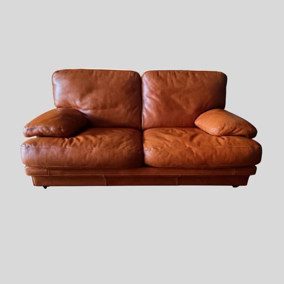 Image 1 of Canapé Formaflex vintage en cuir italien - 3 et 2 places, Cognac