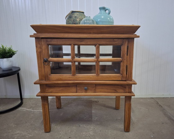 Image 1 of Magnifique meuble à thé en teck neuf avec porte et tiroir