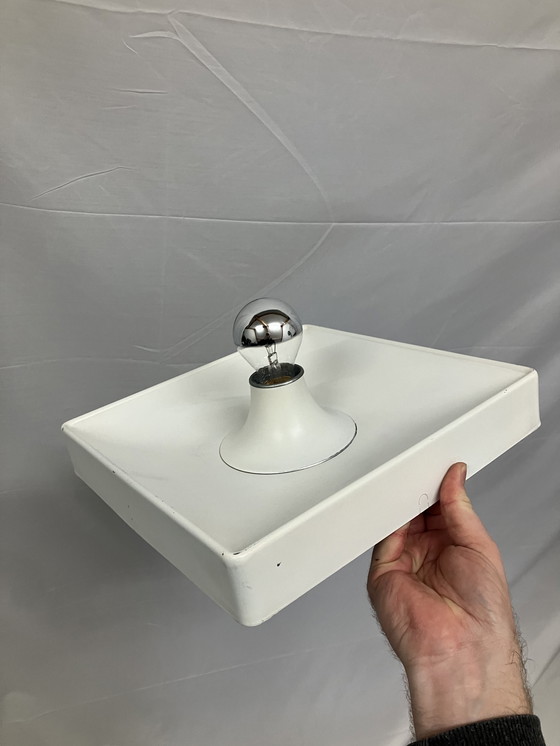 Image 1 of Vintage witte ijzeren vierkante wandlamp van Solken Leuchten