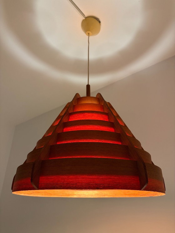 Designer pendant lamp by Hans-Agne Jakobsson for AB Ellysett Markaryd - 1960s. – AB Ellyset Markaryd., Wood (photo 8 of 19)