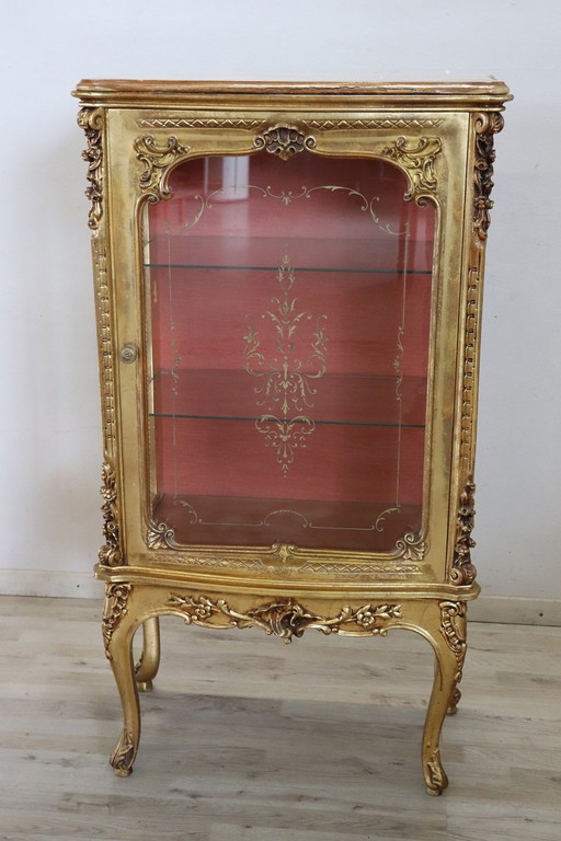 Display Cabinet in Gilded and Carved Wood, Italy 20th Century