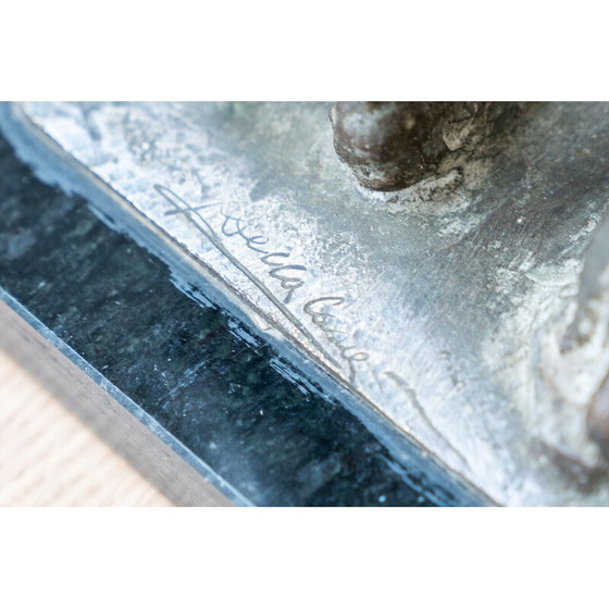 Image 1 of Statue en bronze vintage avec chien par Sella Casia, 1970