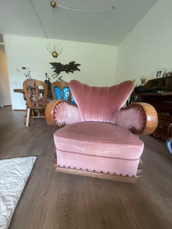 Image 1 of Set van 4 Art Deco fauteuils (ca. 1920-1950) | Opnieuw bekleed met roze fluweel