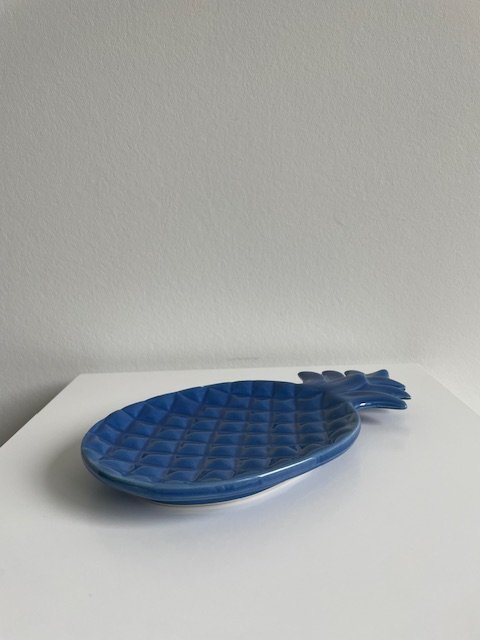 Image 1 of Serveerschaaltje Ananas Vorm Blauw Keramiek