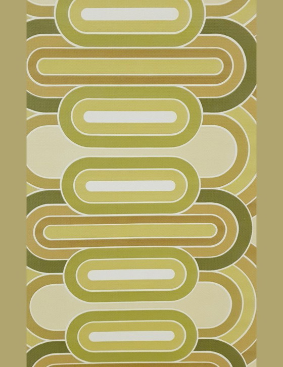 Image 1 of 13923 Papier peint vintage à motifs ovales et arches vertes