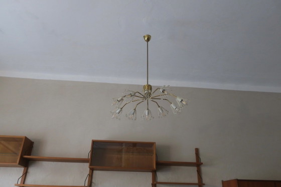 Lustre elliptique autrichien en laiton et verre, style milieu du XXe siècle, années 1950 – Glass, Metal (photo 10 of 14)