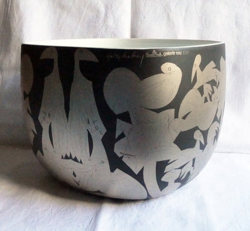 Rare bowl, Rosenhal, Suomi series, form design Timo Sarpaneva, decor design HAP Grieshaber