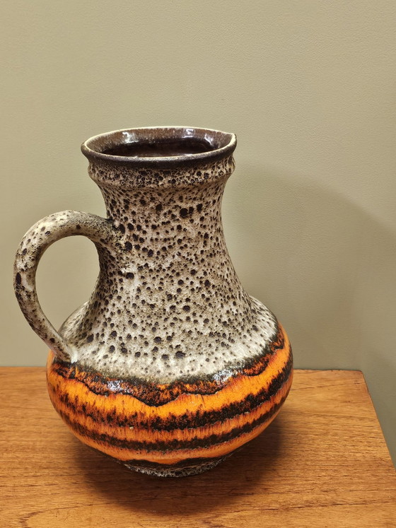 Ü-keramiek Orange West Germany Vintage Handled Vase, Ceramic, Brown (photo 4 of 12)