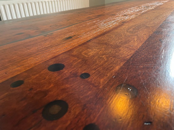 Image 1 of Rare Australian Jarrah Railway Sleeper Dining/Boardroom Table – Reclaimed Solid Hardwood – 2.2m