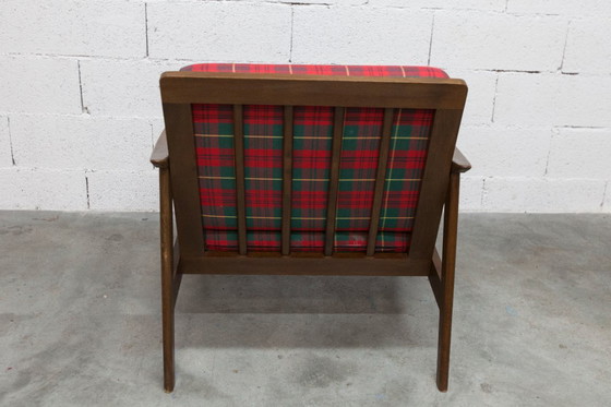 Image 1 of Poltrona scandinava in teak, anni '60, smontabile, con tessuto tartan