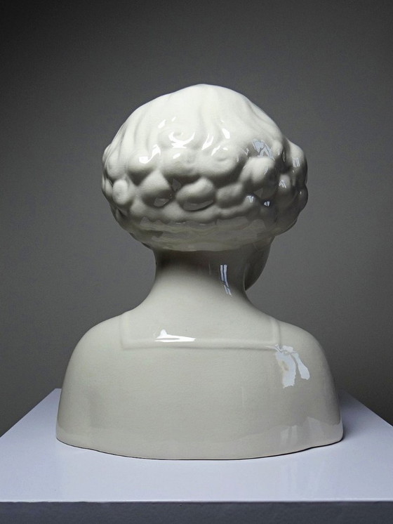 Image 1 of Très rare grand buste en faïence de Sarreguemines Art Déco ancien