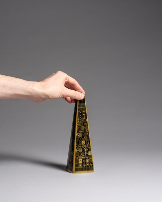 Image 1 of Rare Rosenthal Studio-Line Mustard Graphic Design by Theo Baumann Vase Trio MCM