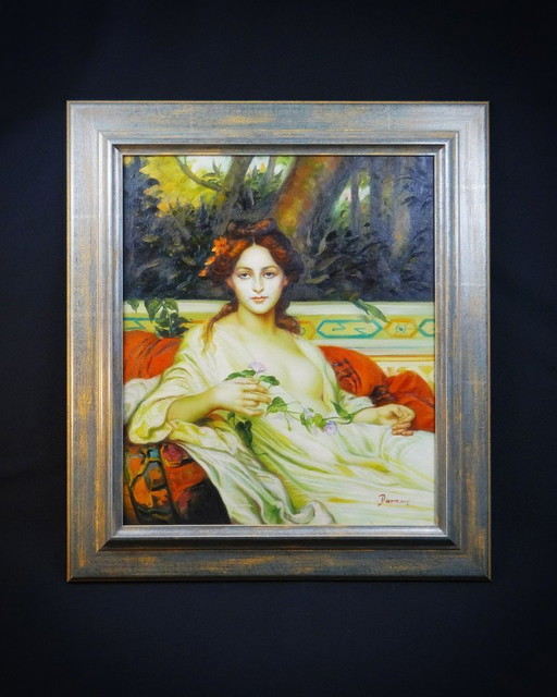 Portrait huile sur toile inspiré d'Albaydé par Cabanel signé Darmont 78x68