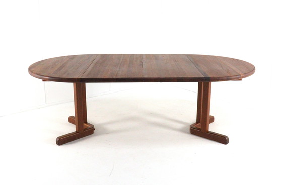 Image 1 of Tavolo da pranzo rotondo allungabile Dyrlund 2x vintage in teak massiccio