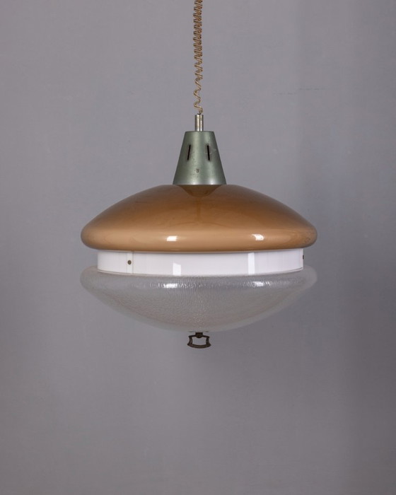 Image 1 of Vintage jaren 70 duifgrijze plexiglas kroonluchter, Italiaans design