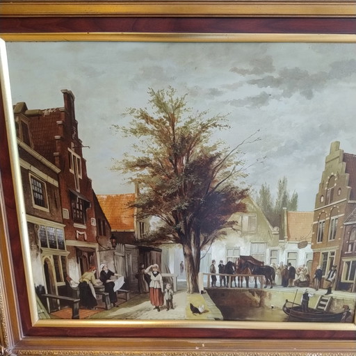 Large oil painting in a beautiful decorative frame - Baroque