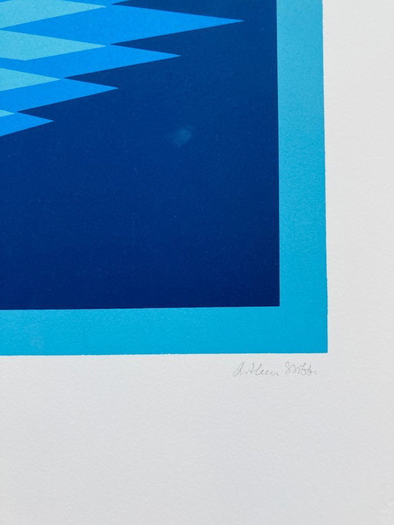 Image 1 of Serigrafia astratta vintage - Tonalità di blu