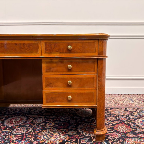 Antique Classic Italian Desk with Back Panel – Wood, Brass (photo 14 of 20)