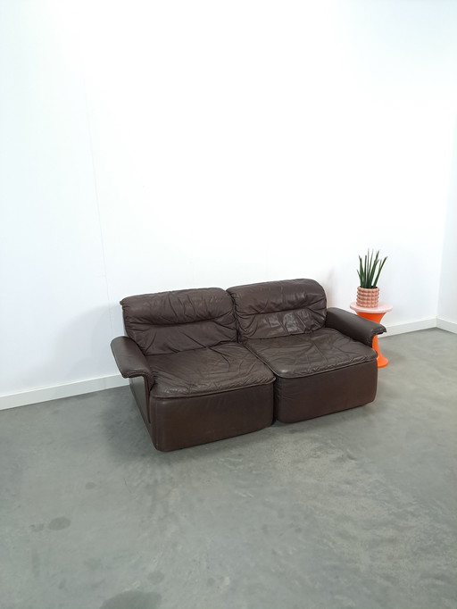 Brown leather modular sofa, sofa vintage