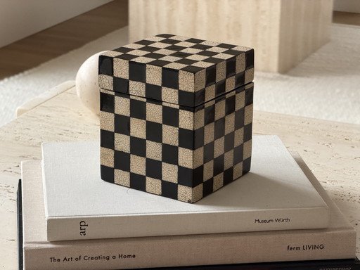 Vintage lak sieradendoos in postmoderne stijl, jaren 1970-1990.