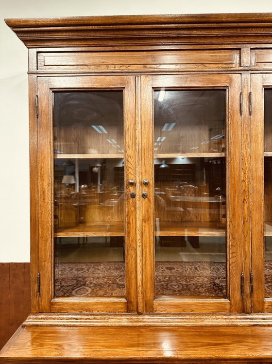 Eichholtz Oak Wood Bookcase Cabinet – Glass, Metal (photo 9 of 20)