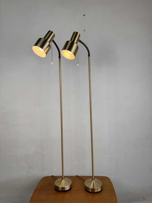 Set of Swedish Brass Floor Lamps - Mid - Century Adjustable Design