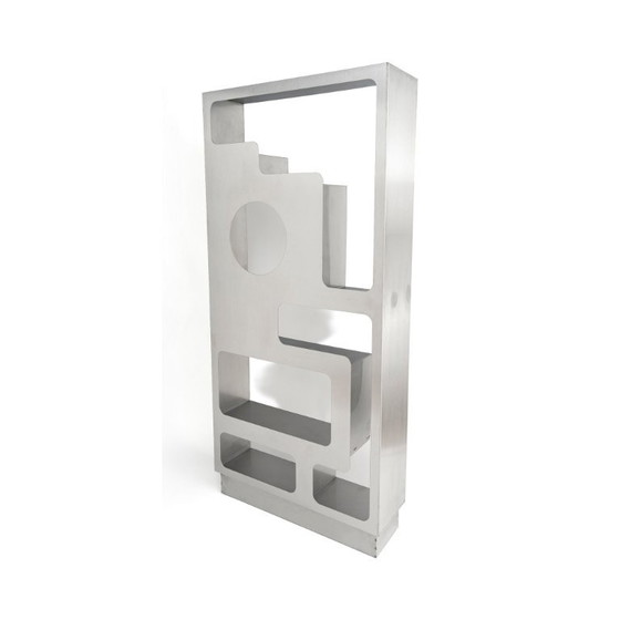 Perforated brushed stainless steel Room screen, contemporary French work – Metal (photo 5 of 9)