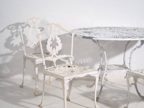 Table et chaises de jardin vintage blanches (c.1950). Ensemble de 5 pièces – Ensembles de jardin, Aluminium (photo 11 of 40)