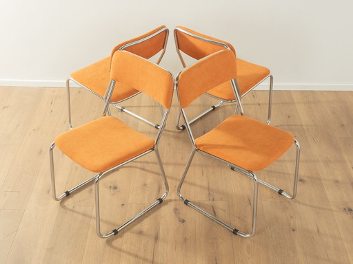 4x Chromen Stoelen, 1970 Vintage