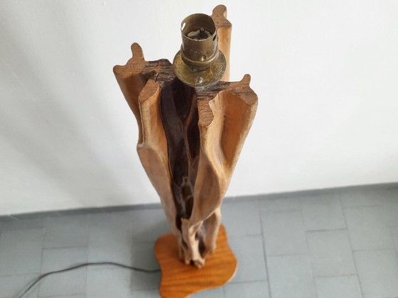 Image 1 of Lampada da terra vintage anni '50, scultura vegetale organica, legno di recupero e mogano, anni '50