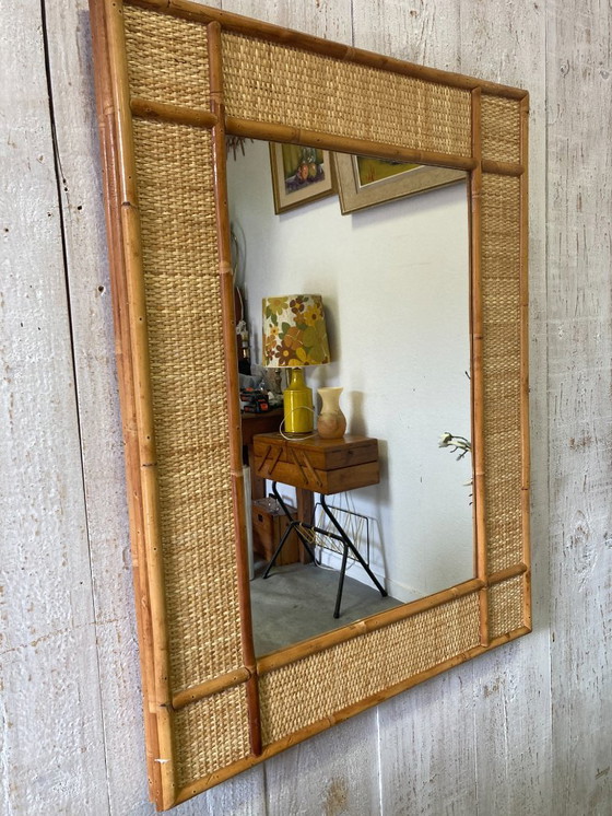 Image 1 of 70s rattan mirror