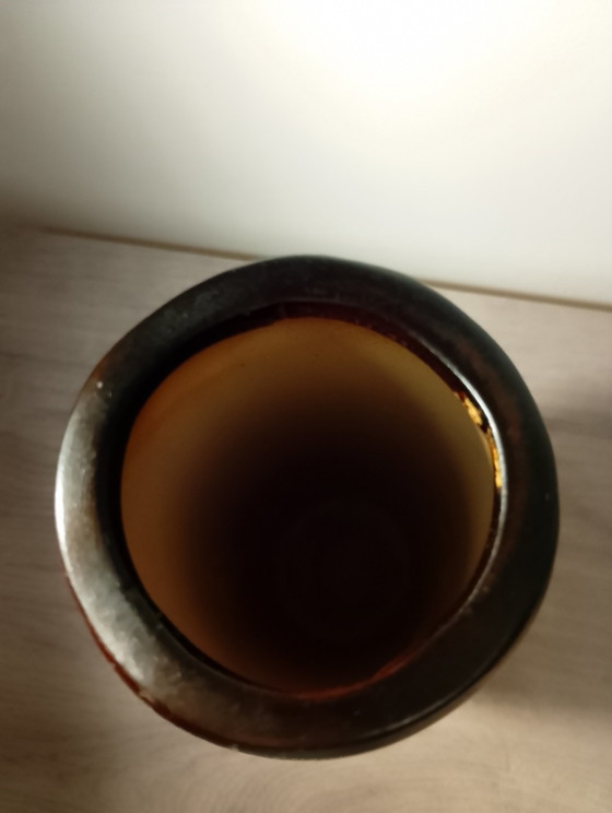 Image 1 of Rare rolled vase attributed to Montjoye Legras, enamel jewel with a wavy neck