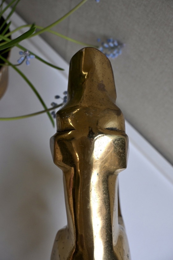 Image 1 of Hollywood Regency XL vintage brass dog statue