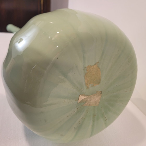 Image 1 of Vase / Soliflore en cristal, vert céladon, années 70 – France