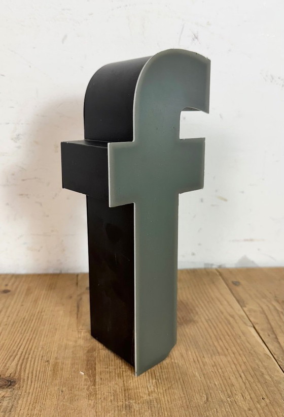 Image 1 of Vintage Grey Illuminated Letter F , 1970s