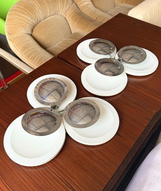 Image 1 of Set of two vintage space age sconces with chrome discs