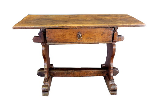 Early German table with drawer.