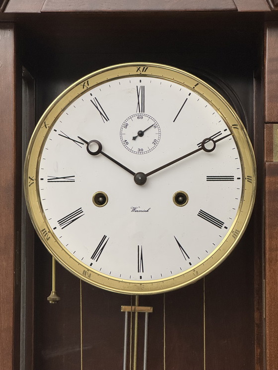 Image 1 of Classic Nostalgic Warmink String Regulator Pendulum Wall Clock in Walnut with Three-Sided Glass