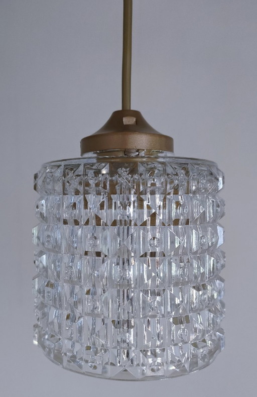 Semi-crystal pendant light with diamond pattern, 1960s style